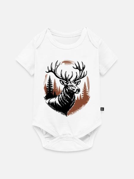 Hirsch - Baby Premium Kurzarmbody - Weiß