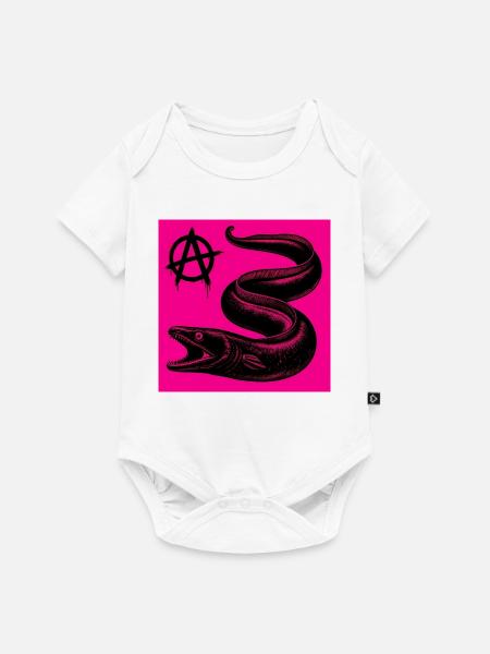 Anarchischer schwarzer Aal auf Neonpink - Baby Premium Kurzarmbody - Weiß