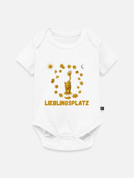 Goldene Katze im Blütenkreis - Baby Premium Kurzarmbody - Weiß