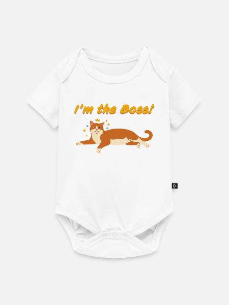 Ich bin der Chef - Katzenmotiv - Baby Premium Kurzarmbody - Weiß