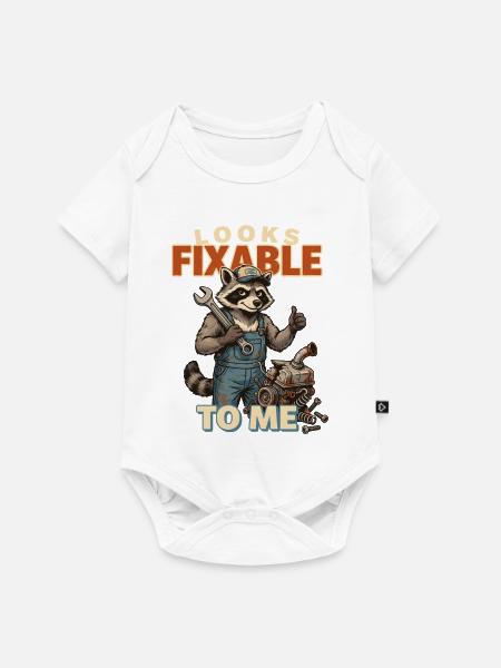Waschbär Mechaniker: Looks Fixable - Baby Premium Kurzarmbody - Weiß