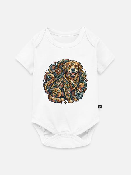 Blumenhunde Tattoo Motiv Muster - Baby Premium Kurzarmbody - Weiß
