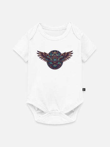 Steampunk Eulen Uhrwerk - Baby Premium Kurzarmbody - Weiß
