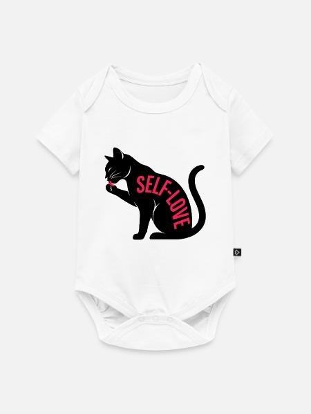 Selbstliebe Schwarze Katze - Baby Premium Kurzarmbody - Weiß