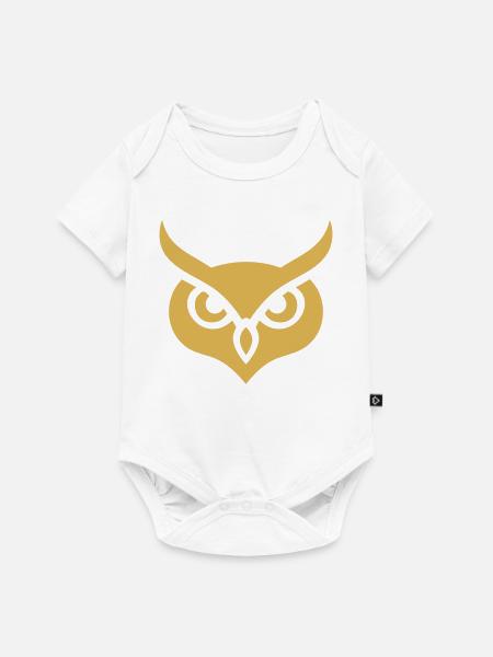 Goldene Minimalistische Weisheitseule - Baby Premium Kurzarmbody - Weiß