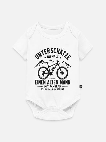 Alter Mann mit Fahrrad Berg-Statement - Baby Premium Kurzarmbody - Weiß