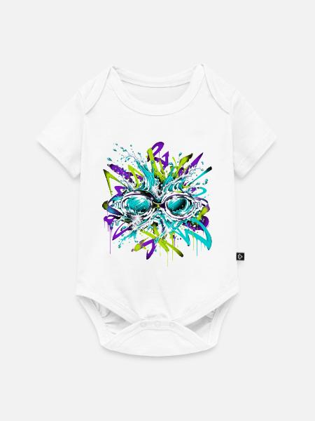 Schwimmbrille Graffiti - Baby Premium Kurzarmbody - Weiß