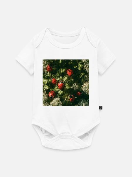 Marienkäfer auf Blütenblättern - Baby Premium Kurzarmbody - Weiß