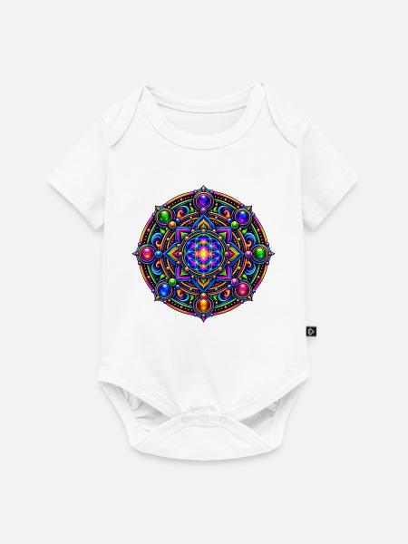 Kosmische Blume Mandala - Baby Premium Kurzarmbody - Weiß