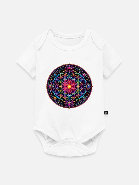Psy Circle Neon Mandala - Baby Premium Kurzarmbody - Weiß