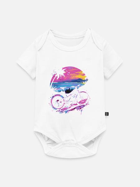 Mountainbike Retrowave - Baby Premium Kurzarmbody - Weiß
