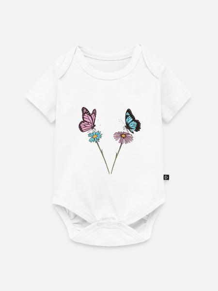 Pastell-Schmetterlingsblüte-Duo - Baby Premium Kurzarmbody - Weiß