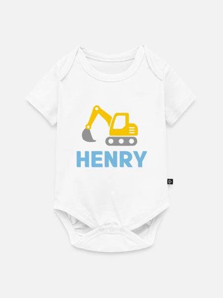 Bagger Henry gelb - Baby Premium Kurzarmbody - Weiß