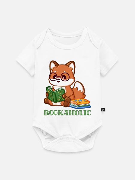 Niedlicher Fuchs mit Spruch und Lesebrille - Baby Premium Kurzarmbody - Weiß