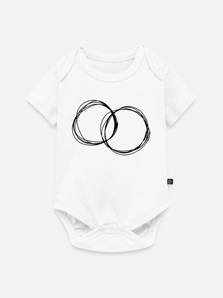 Trauringe handgezeichnet - Baby Premium Kurzarmbody - Weiß
