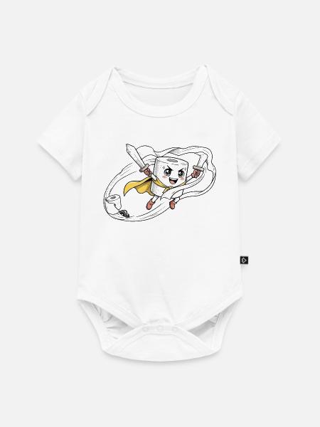 Klopapier-Ninja Superheld - Baby Premium Kurzarmbody - Weiß