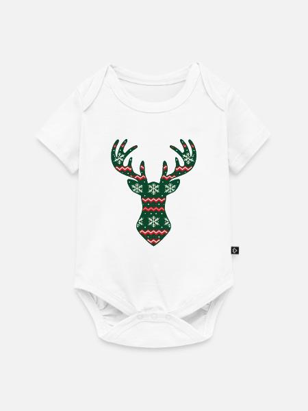 Strick Hirsch - Baby Premium Kurzarmbody - Weiß