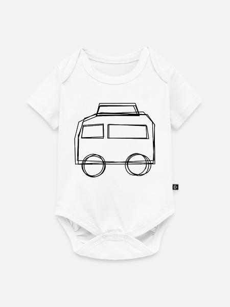 Campingbus handgezeichnet - Baby Premium Kurzarmbody - Weiß