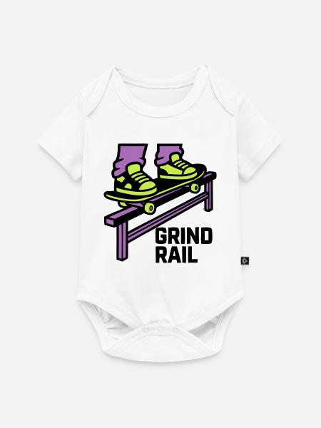 Skateboard Grind Rail Logo - Baby Premium Kurzarmbody - Weiß