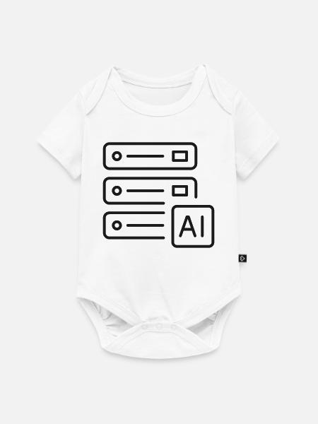 KI-Server-Infrastruktur-Liniensymbol - Baby Premium Kurzarmbody - Weiß