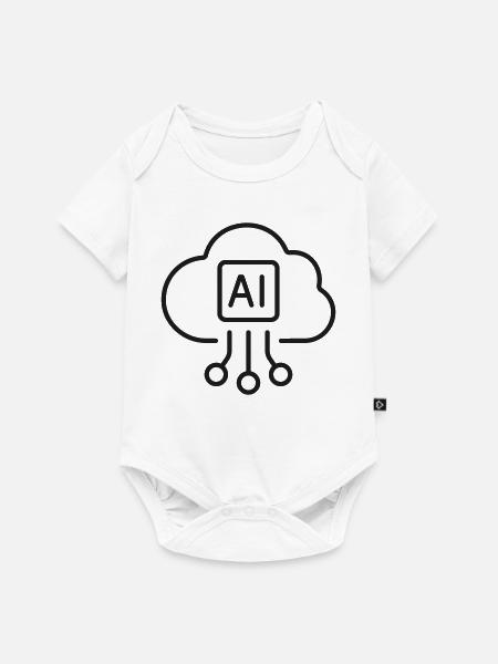 KI-Cloud-Datenverarbeitungszeilen-Symbol - Baby Premium Kurzarmbody - Weiß