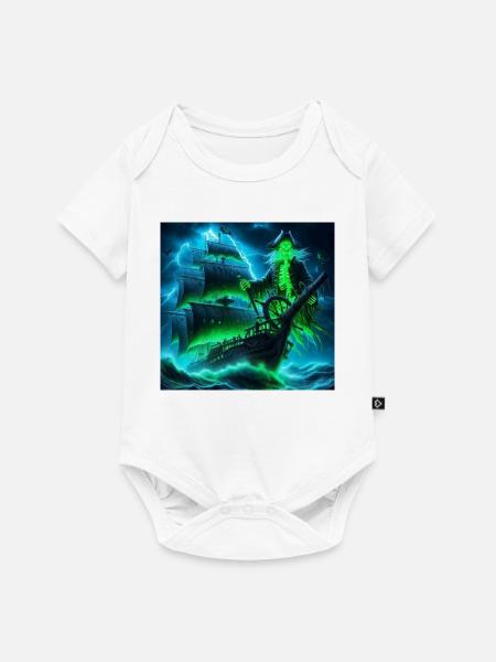 Halloween piratenschiff - Baby Premium Kurzarmbody - Weiß