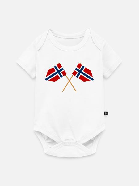 Norwegische Flagge - Baby Premium Kurzarmbody - Weiß
