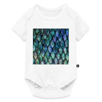 Irisierender Türkis und blaue Schuppen - Baby Premium Kurzarmbody - Weiß - Vorne