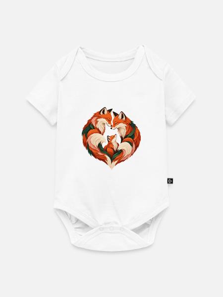 Fuchsfamilienherz - Baby Premium Kurzarmbody - Weiß