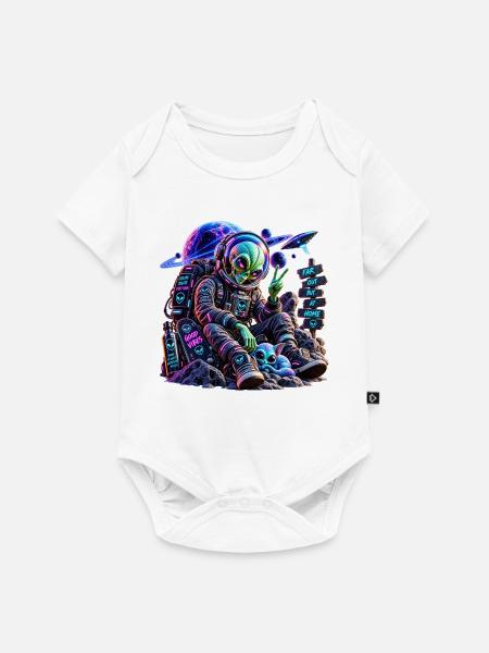 Kosmischer Alien Reisender - Baby Premium Kurzarmbody - Weiß
