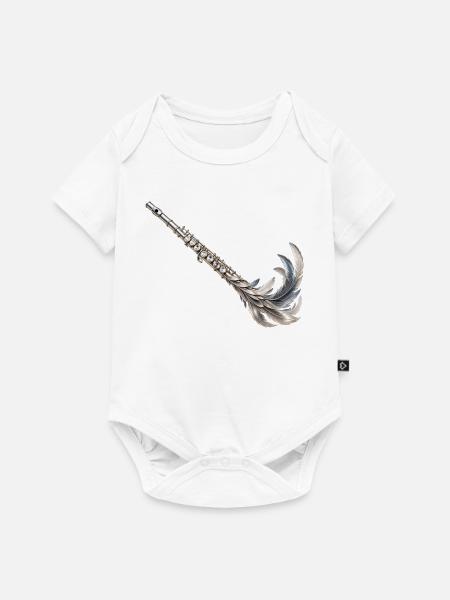 Feather Flow Flöte - Baby Premium Kurzarmbody - Weiß