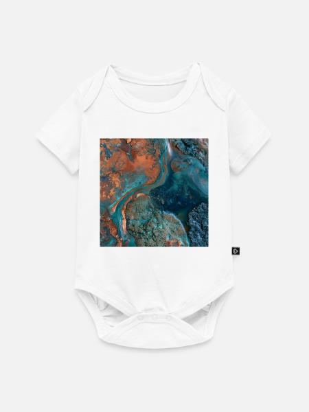 Türkismarmor und abstraktes Kupfer - Baby Premium Kurzarmbody - Weiß