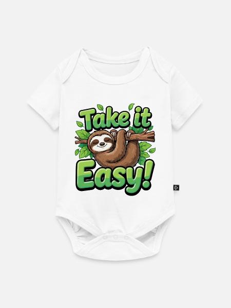 Take It Easy Faultier Grafik - Baby Premium Kurzarmbody - Weiß