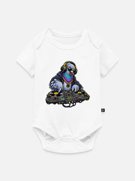 Taube als DJ - Baby Premium Kurzarmbody - Weiß