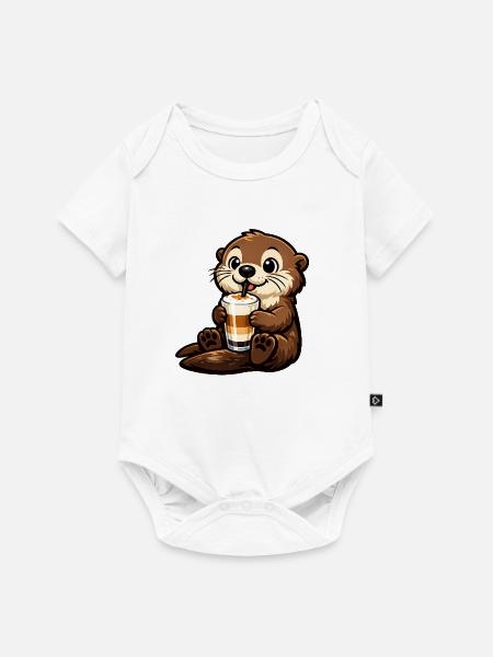 Seeotter mit Latte Macchiato - Baby Premium Kurzarmbody - Weiß