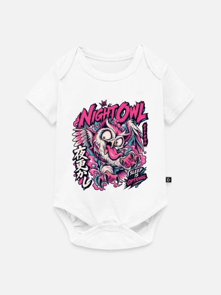 NachtEule Neon Punk Schlaflos - Baby Premium Kurzarmbody - Weiß