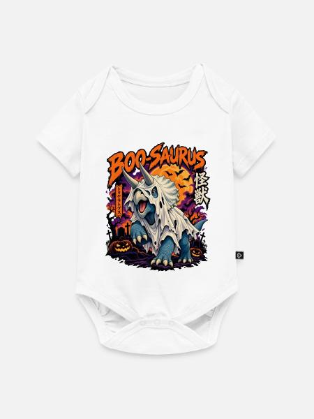 Boo-Saurus – Halloween Triceratops - Baby Premium Kurzarmbody - Weiß
