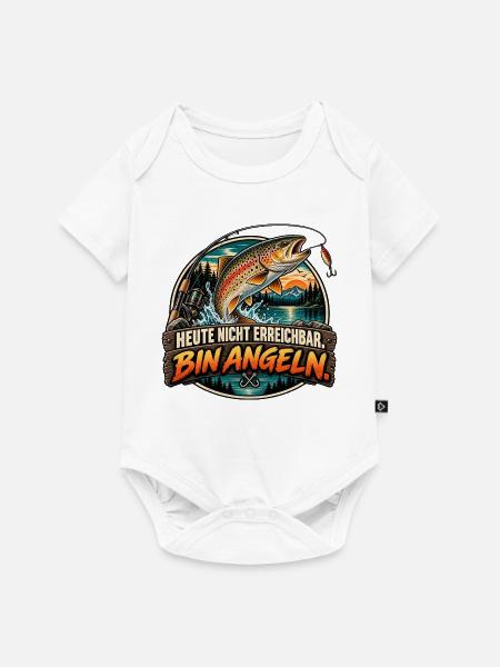 Heute nicht erreichbar. Bin angeln. - Baby Premium Kurzarmbody - Weiß