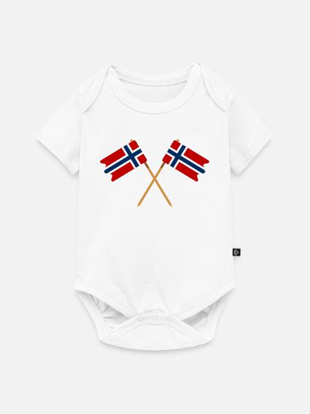 Norwegische Flagge - Baby Premium Kurzarmbody - Weiß