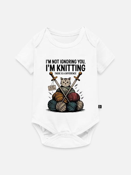Knitting Lover – Yarn & Stricken Design - Baby Premium Kurzarmbody - Weiß