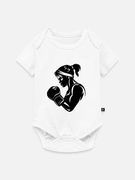 Boxerin Zeichnung - Baby Premium Kurzarmbody - Weiß