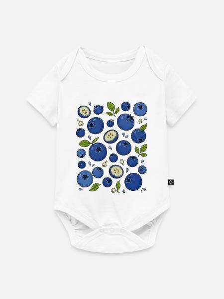Blaubeeren | Beeren & Botanik - Baby Premium Kurzarmbody - Weiß