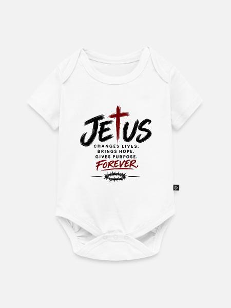 Jesus Changes Lives – Christian Faith Statement - Baby Premium Kurzarmbody - Weiß