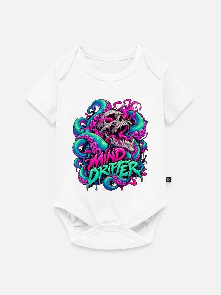 MindDrifter Skull Neon Tentakel - Baby Premium Kurzarmbody - Weiß