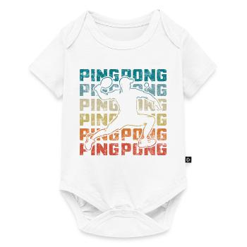 Retro Tischtennispieler Für Ping-Pong Profis - Baby Premium Kurzarmbody - Weiß - Vorne