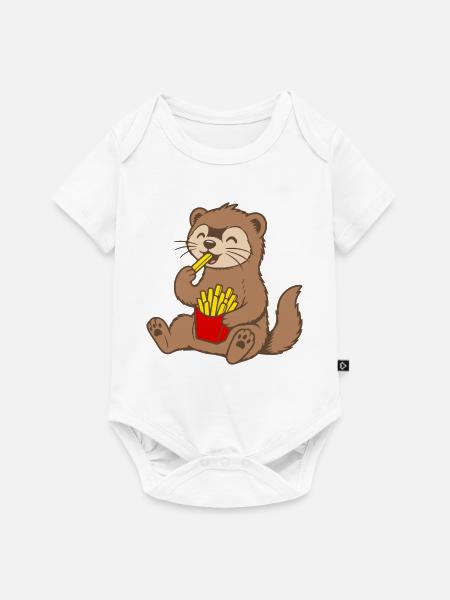 Frettchen mit Pommes - Baby Premium Kurzarmbody - Weiß
