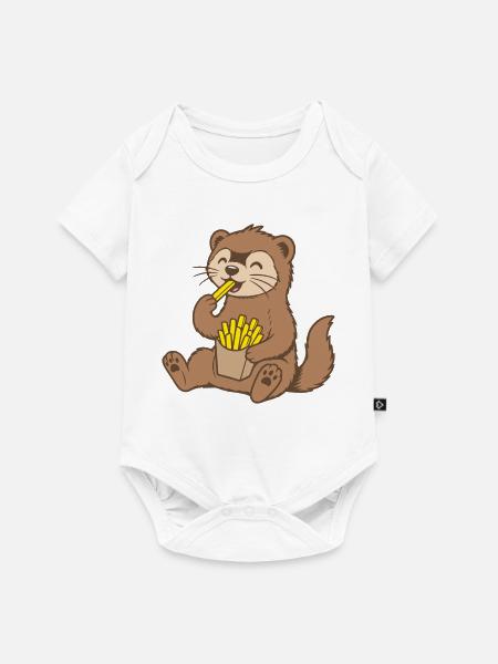 Frettchen Pommes Frites - Baby Premium Kurzarmbody - Weiß