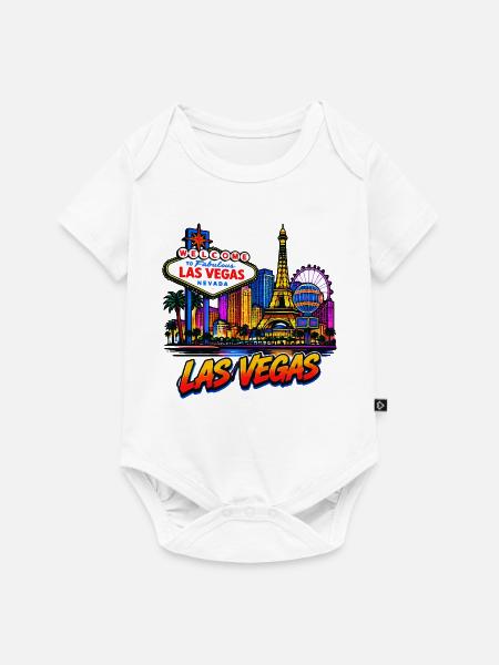 Neon-Las-Vegas Skyline Kunst - Baby Premium Kurzarmbody - Weiß