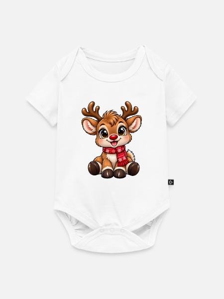 cute_reindeer - Baby Premium Kurzarmbody - Weiß