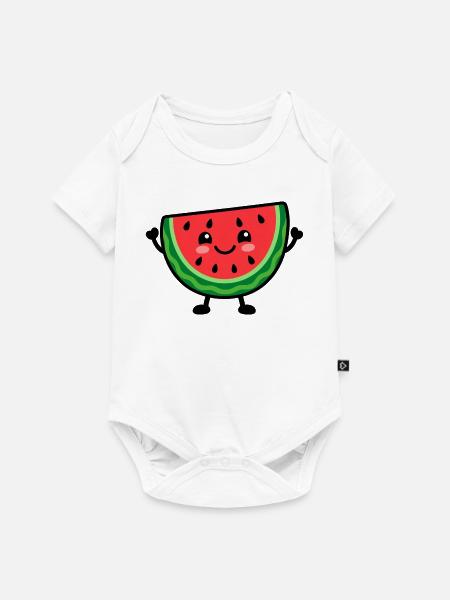 Lächelnde Wassermelonenscheibe Cheer - Baby Premium Kurzarmbody - Weiß